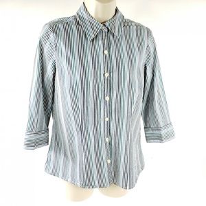 Croft & Barrow Striped Half Sleeve Button Down Top